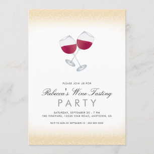 Invitación Vino Rojo, Fiesta de degustación de vino personali