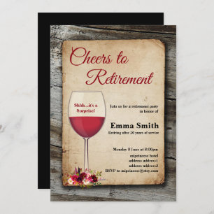 Invitación Vino rojo, fiesta jubilatorio, jubilado