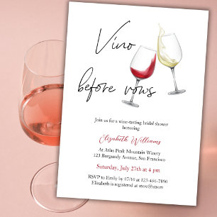 Invitación Vino rojo moderno antes de presentar ducha de novi