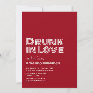 Invitación Vino rojo Script ebrio en la ducha amorosa retro d