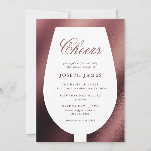 Invitación Vino rojo y cena (Anverso)