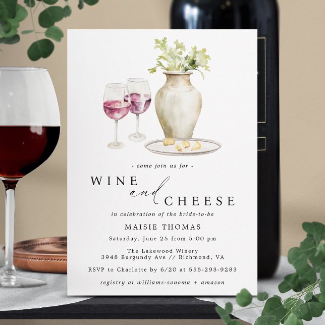 Invitación Vino rojo y queso | Ducha de novias en ayunas (Subido por el creador)