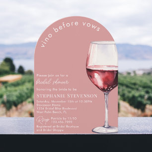 Invitación Vino Rosa Chic Antes de Votos Arco Lluvia de Regal