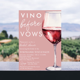 Invitación Vino Rosa Simple y Elegante Antes de los Votos: De