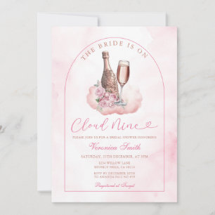 Invitación Vino Rosado La Novia está en la Nube Nueve Despedi