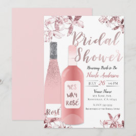 Invitación Vino Rosado y Flores de Orquídea para Despedida de