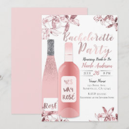Invitación Vino Rosado y Flores de Orquídea para Despedida de