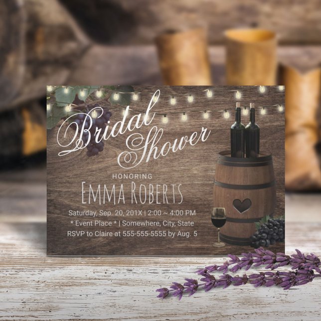 Invitación Vino Rústico Barrel Country Winery Bridal Shower (Subido por el creador)