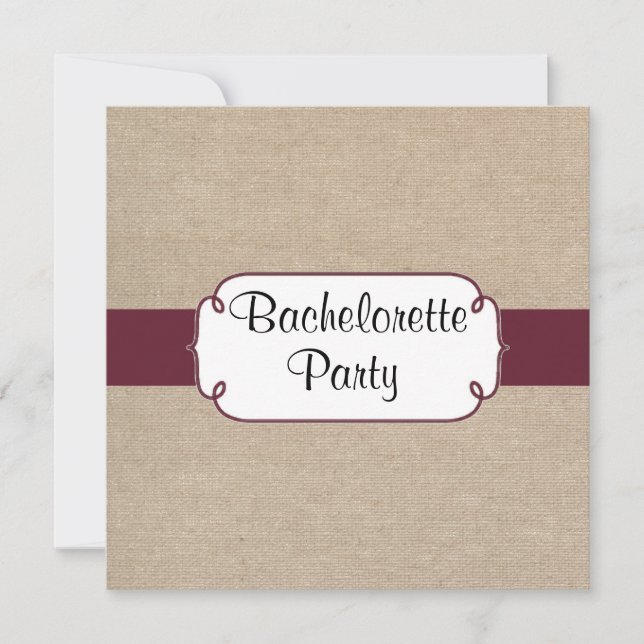 Invitación Vino rústico y fiesta beige de Bachelorette de la (Anverso)