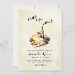 Invitación Vino simple antes de presentar ducha de novia de v