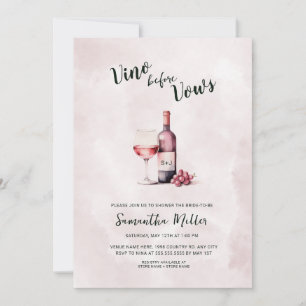 Invitación Vino simple antes de presentar ducha de novia de v