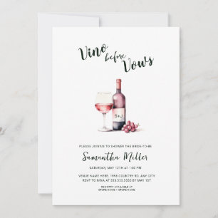 Invitación Vino simple antes de presentar ducha de novia de v