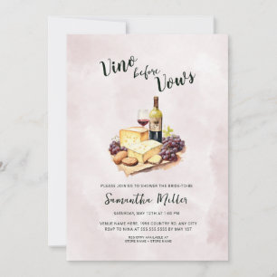 Invitación Vino simple antes de presentar ducha de novia de v