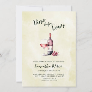 Invitación Vino simple antes de presentar ducha de novia de v