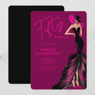 Invitación Vino Tinto Cincuenta Vestidos Fabulosos Cumpleaños