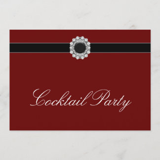 Invitación Vino Tinto Diamante Rojo Negro Fiesta de Cocktail