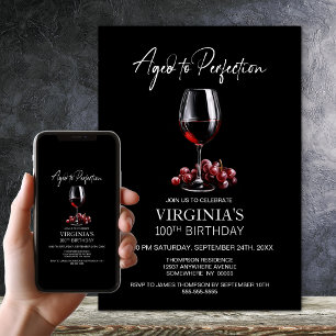 Invitación Vino Tinto Envejecido a la Perfección Cumpleaños 1