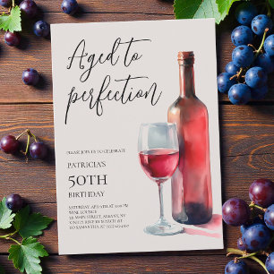 Invitación Vino Tinto Envejecido a la Perfección Fiesta de Cu