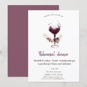 Invitación Vino tinto floral Copa Reunión de ensayo de la cen