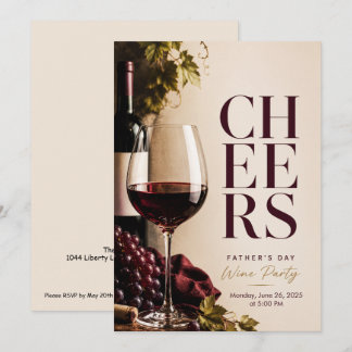 Invitación Vino Tinto & Uvas - fiesta de vino - Día del Padre