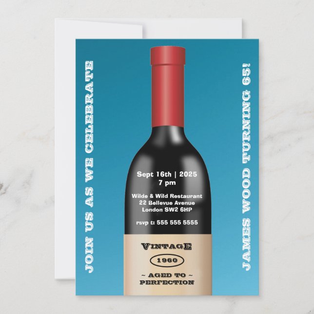 Invitación Vino ventilado de edad a perfección | Cumpleaños (Anverso)