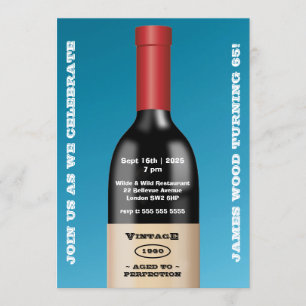 Invitación Vino ventilado de edad a perfección   Cumpleaños