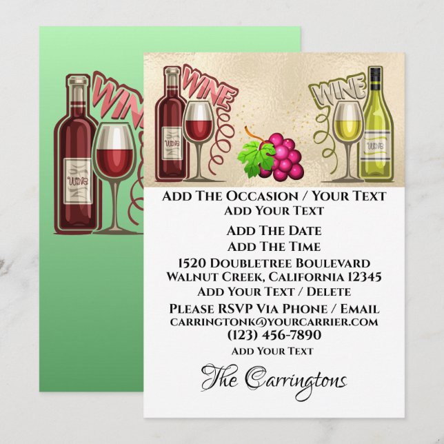 Invitación Vino y amigos (Anverso / Reverso)