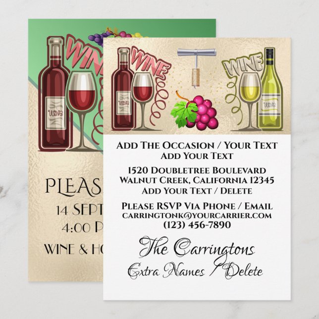 Invitación Vino y amigos - Ver Atrás - (Anverso / Reverso)