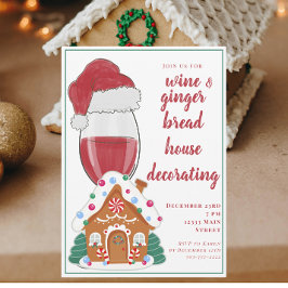 Invitación Vino y decoración de pan de jengibre para mamás y 
