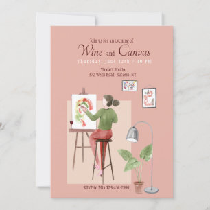 Invitación Vino y lienzo