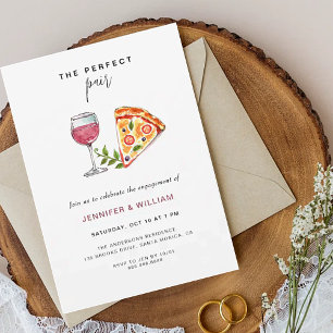 Invitación Vino y pizza, pareja perfecta para la fiesta de co