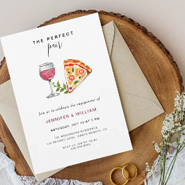 Invitación Vino y pizza Partido de compromiso de pareja perfe