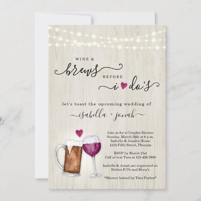 Invitación Vino y se prepara antes de que yo haga duchas nupc (Anverso)