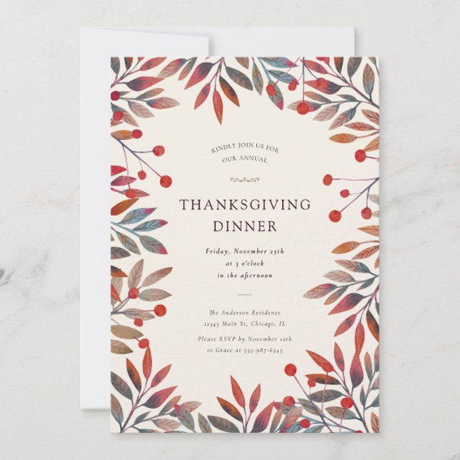 Invitación Vinos Berries y Caídos Salen De La Cena De Acción  (Anverso)