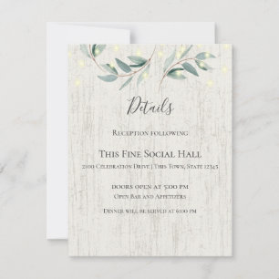 Invitación Vinos botánicos y luces Boda rústico