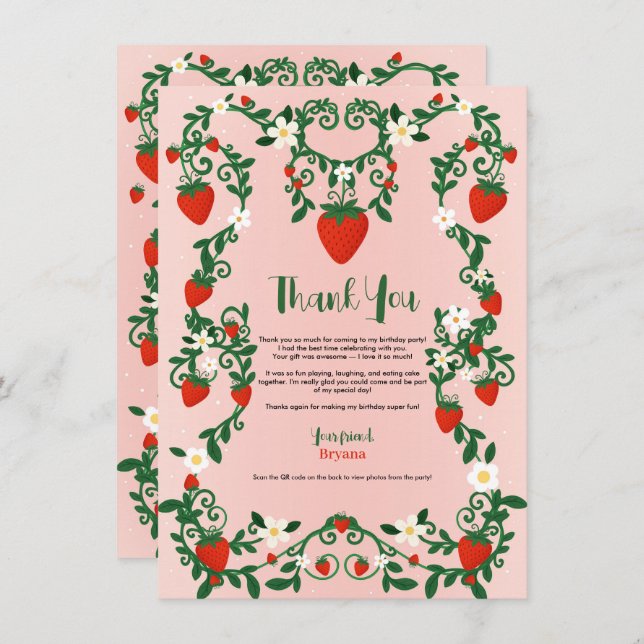 Invitación Vinos de flores rosadas y rojas Fresas Cuestas Gra (Anverso / Reverso)