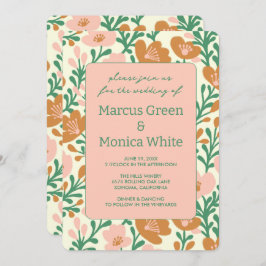 Invitación Vinos de flores silvestres Personalizado verde ros
