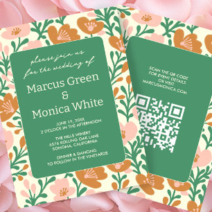 Invitación Vinos de flores silvestres Personalizado verde ros