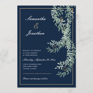 Invitación Vinos de hojas verdes de sabio Boda azul de la M
