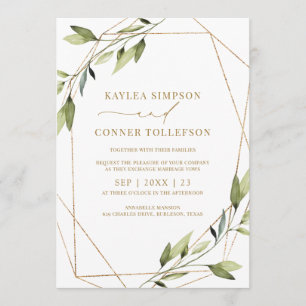 Invitación Vinos de oro de energía geométrica etérea boda