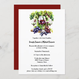 Invitación Vinos de uva acuarela vinícola país