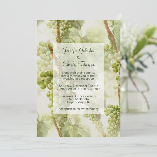 Invitación Vinos de uva Boda temática de la bodega (Anverso de pie)