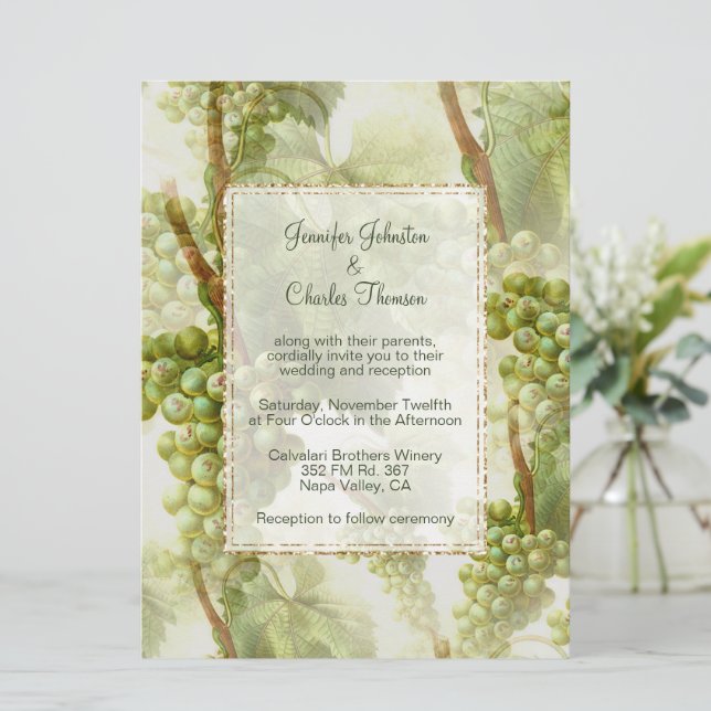 Invitación Vinos de uva Bodega tema de Boda grande (Anverso de pie)