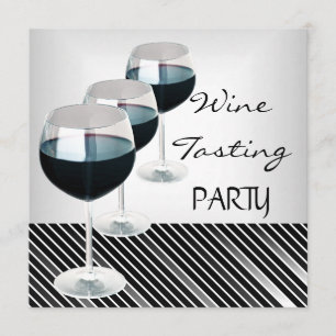 Invitación Vinos Degustación Fiesta Bebidas Vasos Negro Blanc