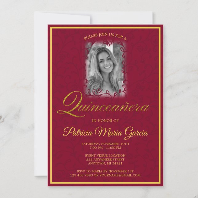 Invitación Vinos florales de Borgoña con foto (Anverso)