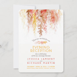 Invitación Vinos recepción por la noche de boda rojo coral