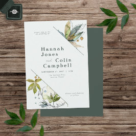 Invitación Vinos románticos Jardín mínimo Azul verde