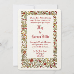 Invitación Vintage 1908 Boda Floral y follaje colorido