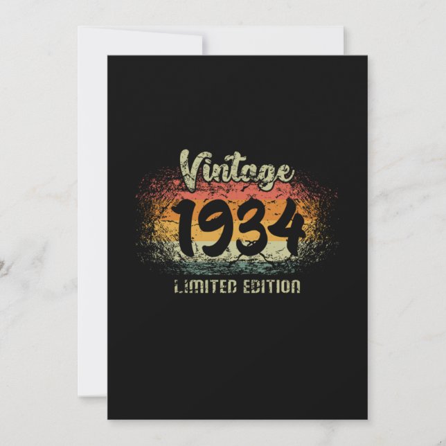 Invitación Vintage 1934 edición limitada Regalo de cumpleaños (Anverso)