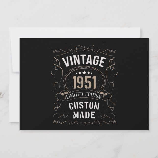 Invitación Vintage 1951 Limited Edition Personalizado hecho (Anverso)